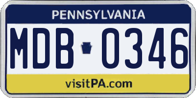 PA license plate MDB0346