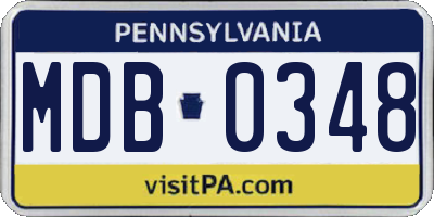 PA license plate MDB0348