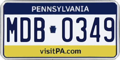 PA license plate MDB0349