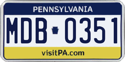 PA license plate MDB0351