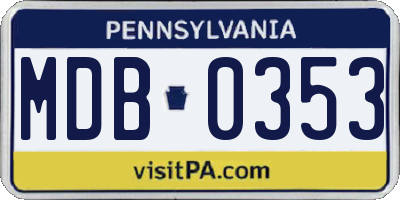 PA license plate MDB0353