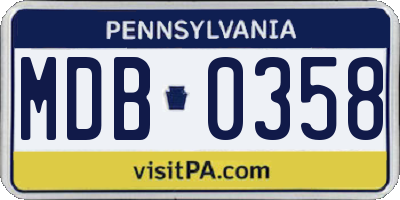 PA license plate MDB0358