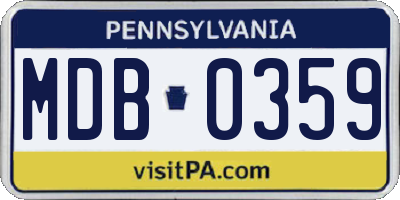 PA license plate MDB0359