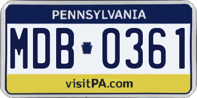 PA license plate MDB0361
