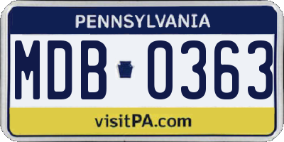 PA license plate MDB0363