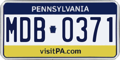 PA license plate MDB0371