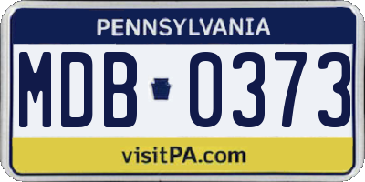 PA license plate MDB0373