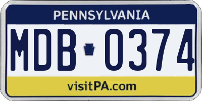 PA license plate MDB0374