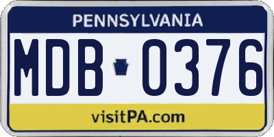 PA license plate MDB0376