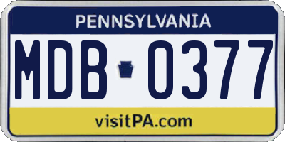 PA license plate MDB0377