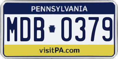 PA license plate MDB0379