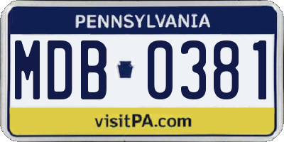 PA license plate MDB0381