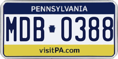 PA license plate MDB0388