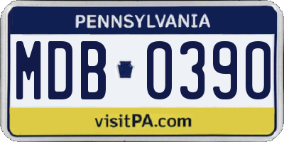 PA license plate MDB0390