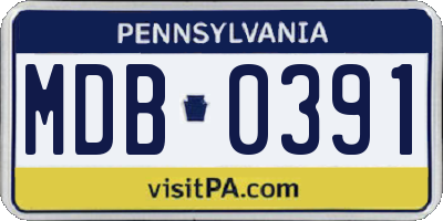 PA license plate MDB0391