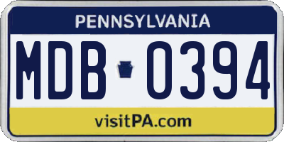 PA license plate MDB0394