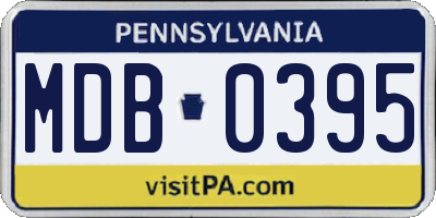 PA license plate MDB0395