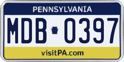 PA license plate MDB0397