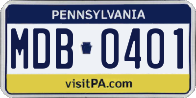 PA license plate MDB0401