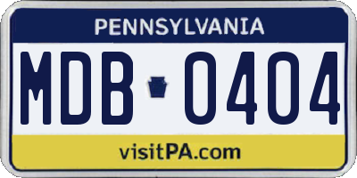 PA license plate MDB0404