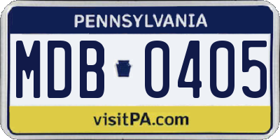 PA license plate MDB0405