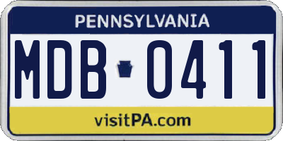 PA license plate MDB0411