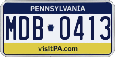 PA license plate MDB0413
