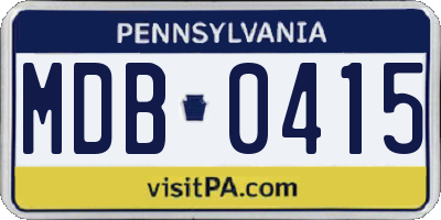 PA license plate MDB0415