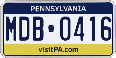 PA license plate MDB0416