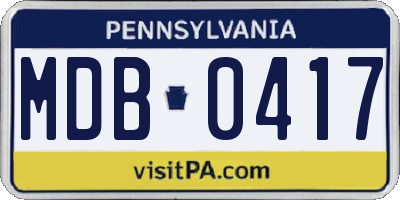 PA license plate MDB0417