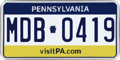 PA license plate MDB0419