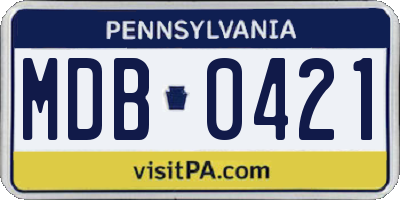 PA license plate MDB0421
