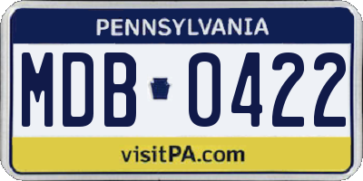 PA license plate MDB0422