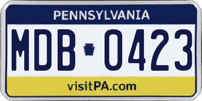 PA license plate MDB0423
