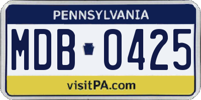PA license plate MDB0425