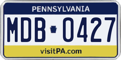 PA license plate MDB0427