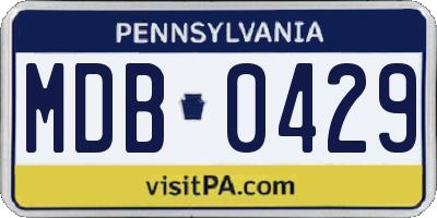 PA license plate MDB0429