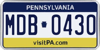 PA license plate MDB0430