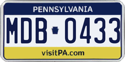 PA license plate MDB0433