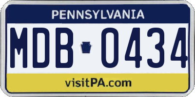 PA license plate MDB0434