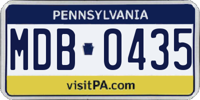 PA license plate MDB0435