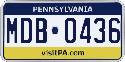 PA license plate MDB0436