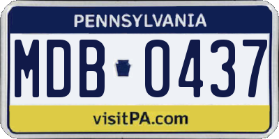 PA license plate MDB0437
