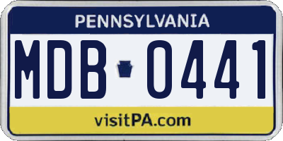 PA license plate MDB0441