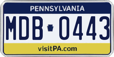 PA license plate MDB0443