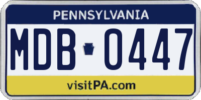 PA license plate MDB0447