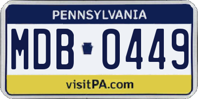 PA license plate MDB0449