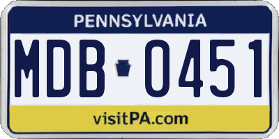 PA license plate MDB0451