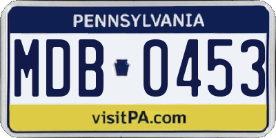 PA license plate MDB0453
