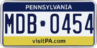 PA license plate MDB0454